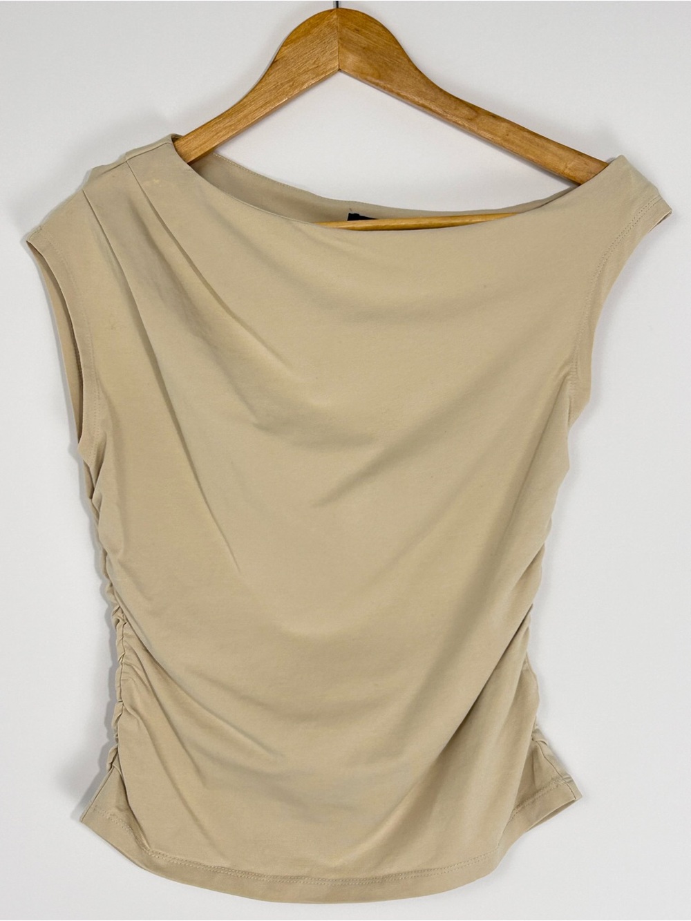 J.Crew Ruched V-Neck Stretch Cotton Top Cream Size S